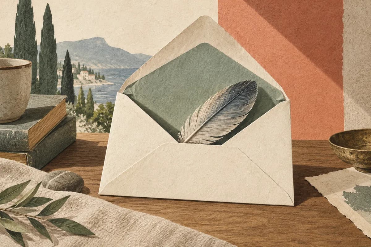 Editorial illustration of a folded envelope opened to reveal one carefully selected object.